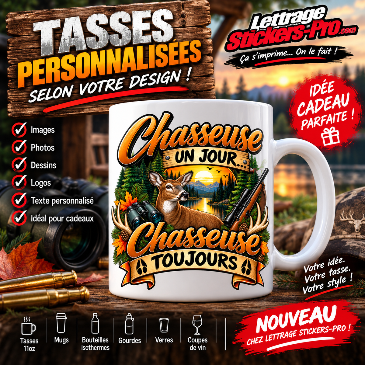 Tasse **CHASSEUSE UN JOUR… CHASSEUSE TOUJOURS!**